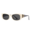 Modern creamy white oval butterfly sunglasses with grey lenses and gold diamond metal trim - Jelly Cream Frame (C2)