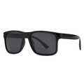Classic black square frame polarized sunglasses with dark lenses and metal hinges - C1 Bright Black Frame Grey Lens