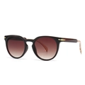 Retro round sunglasses in dark brown with gradient lenses and gold metal bridge - C5 Tea Frame Tea