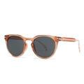 Translucent amber round frame sunglasses with dark grey lenses and silver arrow rivets - Orange Frame Gray Lens