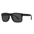 Classic matte black square polarized sunglasses with dark grey lenses and blue stripe detail - C3 Matte Black Frame Grey Lens