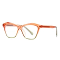 Cat-eye geometric sunglasses featuring orange to light green gradient translucent frames - Orange Frame White Lens