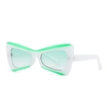 Occhiali da sole a farfalla Y2K futuristici con bordo neon e montatura bianca - Montatura Bianco Verde Lente Verde (C3)
