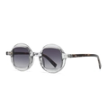 Modern transparent round sunglasses with gradient grey lenses and tortoiseshell temples - Transparent Frame Gradient Grey