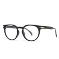 Classic round black frame anti-blue light glasses with gold arrow accents and tortoiseshell tips - Black Frame Tortoise Leg White Lens