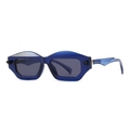 Moderne Polygon-Sonnenbrille mit transparentem blauem Rahmen und grauen Gläsern für Herren - C2 Blauer Rahmen Schwarz