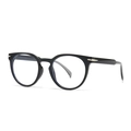 Classic round black optical frame with silver diamond accents for men and women - Black Frame White Lens