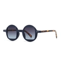 Occhiali da sole retrò blu opaco con stanghette tartarugate e lenti blu sfumate - Montatura Nera Lente Grigio Blu Stanghetta Tartarugata