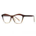 Geometric cat eye sunglasses in tortoiseshell frame with gradient amber finish - Tea Frame Clear Lens