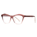 Cat eye geometric sunglasses in brown gradient transparent frames for a retro style - Pink Frame Clear Lens
