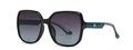 Quadratische Sonnenbrille mit schwarzem Rahmen, lila Verlaufsgläsern und blauen Bügeln - Schwarzer Rahmen Blau-Graue Verlaufsgläser (C5)