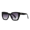 Retro polygon sunglasses with black thick frame and purple gradient lenses for women - Black Frame Gradient Grey Lens