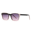 Modern retro sunglasses with transparent pink frame, black edges and purple gradient lenses - Black Frame Light Grey Purple Lens (C5)