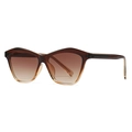 Retro cat-eye sunglasses with brown and yellow gradient frames in geometric oversized style - Tea Frame Tea Lens
