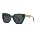 Polygon retro sunglasses featuring green frame, tea-color temples and dark gray lenses - Dark Green Frame Grey Lens