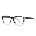 Modern square sunglasses in black and translucent pink two-tone frame design - Clear Pink Frame Clear Lens (C7)