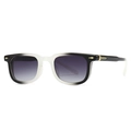 Square black and white gradient frame sunglasses with purple gradient lenses and gold accents - Black White Gradient Frame Gray Lens