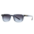 Square grey-blue transparent sunglasses with blue gradient lenses and gold arrow detail - Gradient Blue Frame Gray Blue Lens