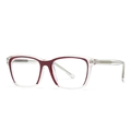 Modern rectangular sunglasses in transparent finish with wine red inner rim accents - Red Frame Clear Lens (C8)