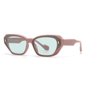 Occhiali da sole poligonali retrò con montatura rosa spessa e lenti blu donna - C5 Montatura Rosa Lente Grigia Chiaro
