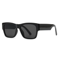 Classic black square oversized sunglasses with dark grey lenses and thick frames - Bright Black