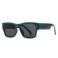 Modern wide-frame square sunglasses in dark green finish with dark gray lenses - Dark Green