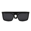 Classic square matte black oversized sunglasses with dark gray polarized lenses - Matte Black Frame Black Lens