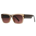 Modern rectangular sunglasses with light brown frames and reddish-brown gradient lenses - Champagne