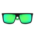 Fashion square polarized sunglasses with green mirrored lenses and a black frame - Black Frame Mirror Green Lens