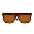 Fashion square oversized polarized sunglasses with dark wine red frames and amber lenses - Tea Frame Tea Lens