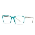 Modern square sunglasses in clear resin with a vibrant teal inner frame accent - Green Frame Clear Lens (C9)