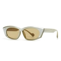 Retro-Polygon-Sonnenbrille mit silbernem Metallrahmen und bernsteingelben Gläsern - Silberner Rahmen Hellgelbe Linse