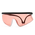 Occhiali da sole sportivi polarizzati con lenti rosa oversize e montatura bicolore - C6 Montatura Nero Bianco Lenti Rosa