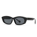 Vintage polygonale schwarze Damen Sonnenbrille mit dickem Rahmen und grauen Gläsern - Schwarzer Rahmen / Schwarze Gläser