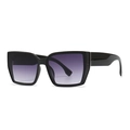 Fashionable oversized square sunglasses with black frames and purple gradient lenses - Bright Black Frame Double Gray Lens