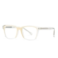 Retro rectangle sunglasses with clear and beige frame and silver metal core detail - Light Tea Frame Clear Lens (C10)