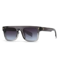 Fashionable oversized square sunglasses with gradient grey-blue lenses and gold metal accents - Transparent Grey Frame Gradient Blue Lens (C3)