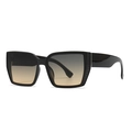 Chic black oversized square sunglasses with gradient lenses and textured temples - Shiny Black Frame Tea Blue Gradient Lens