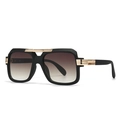 Classic pilot sunglasses with matte black frames, brown gradient lenses and gold bridge - Black Frame Gradient Tea Lens