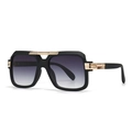 Classic aviator sunglasses with black matte frame, gradient lenses and gold metal accents - Black Frame Double Gray Gradient Lens