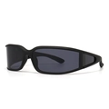Modern black rectangle sports sunglasses with streamlined frame and dark tinted lenses - Sand Black Frame/Black Lens