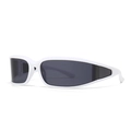 Modern white wraparound sports sunglasses with dark gray lenses for street style look - White Frame/Black Grey Lens