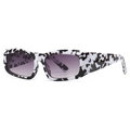 Retro rectangle sunglasses with cow print frame and purple gradient lenses for women - C4 Cow Pattern Frame Gray Lens