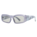 Modern purple rectangular sunglasses with marble texture temples at a 45-degree angle - C5 Purple Frame Light Gray Lens