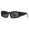 Modern black square frame sunglasses with dark grey lenses in a minimalist retro style - C1 Black Frame Grey Lens