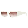 Modern white rectangular sunglasses with brown gradient lenses for women in a 45-degree view - C2 Beige Frame Tea Lens