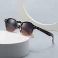 Gafas de sol retro cuadradas con montura degradada ámbar y detalles de flecha dorada - Montura Degradado Té Negro Lentes Té (C3)