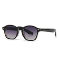 Gafas de sol cuadradas vintage con lentes degradados y detalles dorados - Montura Negro Brillante Lentes Degradado Púrpura Gris (C6)