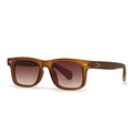 Retro tortoise square sunglasses with brown gradient lenses and silver rivet accents - C5 Ginger Frame Wine Red Lens