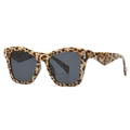 Oversized tortoise shell square sunglasses with dark grey lenses and metal details - Tortoise Frame Grey Lens